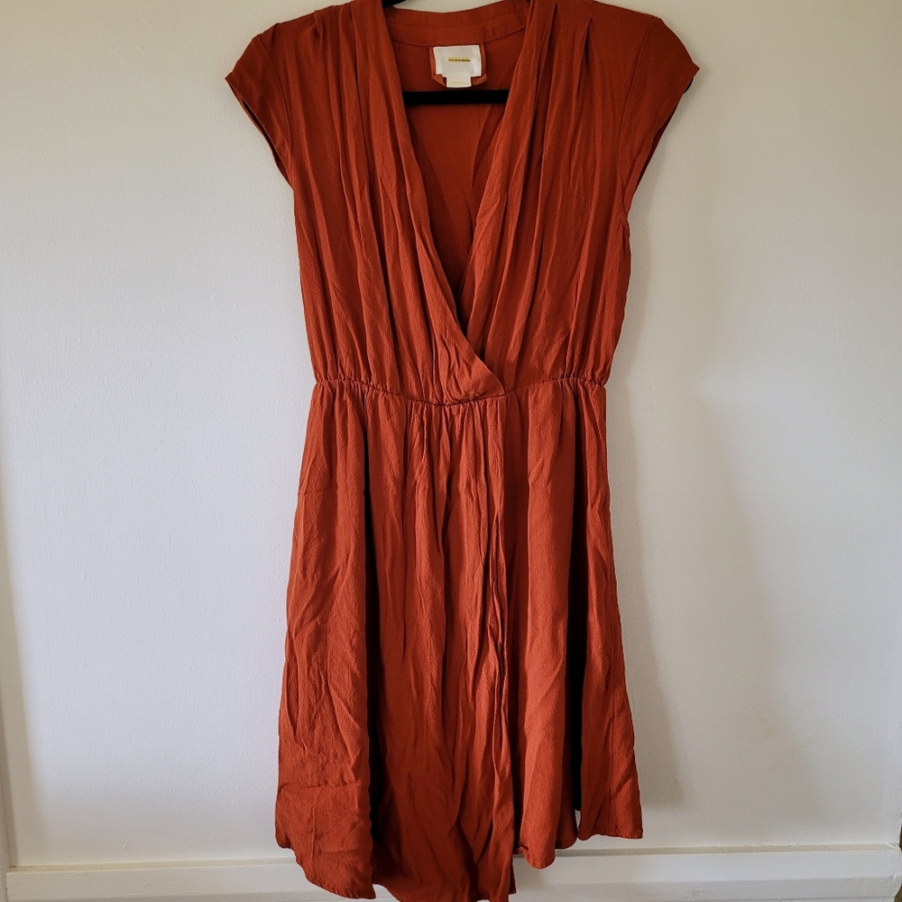 Maeve Anthropologie Noronha wrap dress orange Small